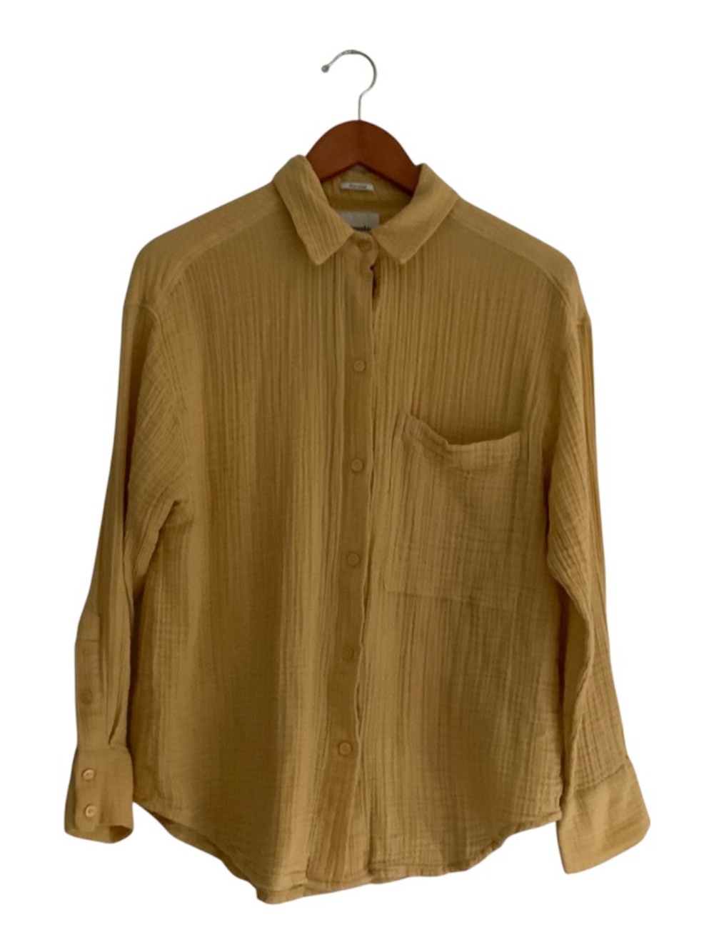 Abercrombie & Fitch Oversized Double Gauze Button Up Shirt Sz S Yellow Boho - Picture 2 of 10